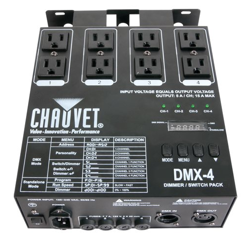  Chauvet DMX-4 Four Ch. DMX Switch/Dimmer Pack